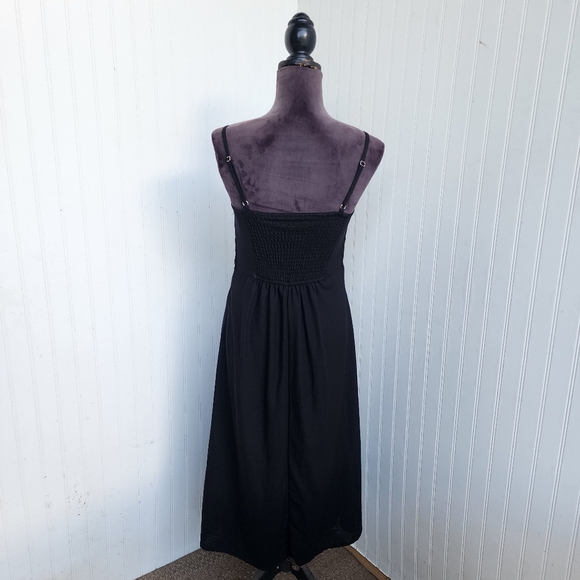 NWT Japna Women's Black Linen Rayon Tank Dress Smocked Back Sz S - Picture 5 of 13
